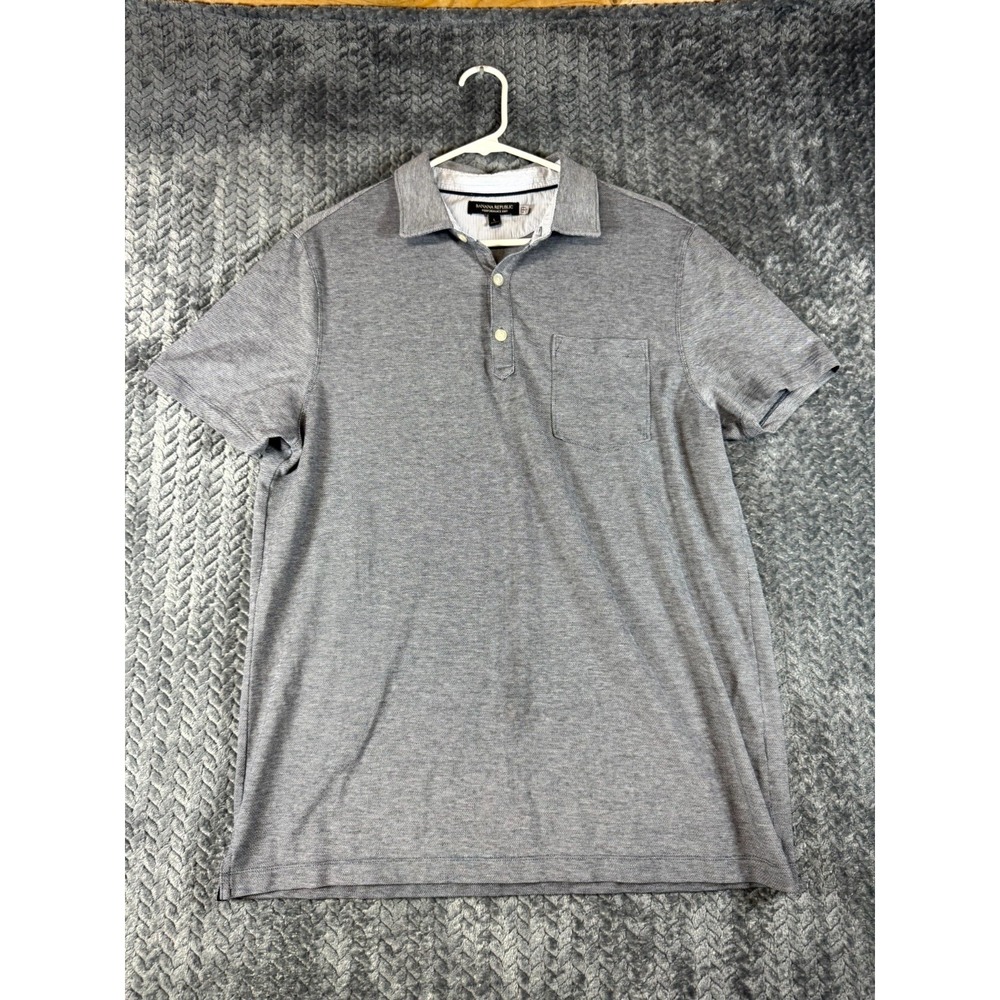 Banana‎ Republic Polo Shirt Mens Large Gray Performance Knit Short Sleeve Golf